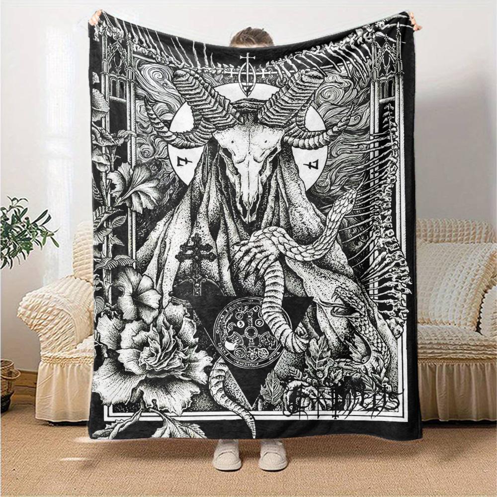 Satan Print Flannel Blanket High Quality Warm Comfortable Cover for All Seasons Perfect for Gifts Home Decor