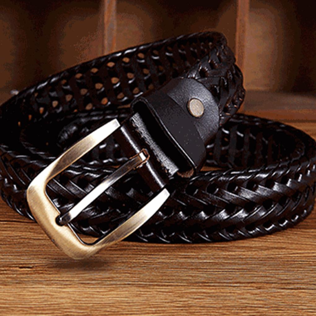Woven Causal Leather Belt For Jeans Pants Match For Any Outfit Adjustable Woven Elegant And Attractive Premium Leather, Black