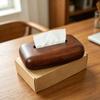 Minimalist Walnut Tissue Box Cover, Modern Rectangular Design with Detachable Lid, Home Decor for Desktop and Bathroom