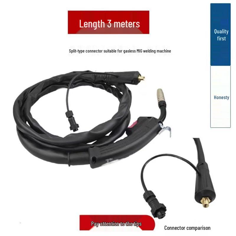 14AK Gasless MIG Welding Gun with Quick-Plug, Three Interface Types, and Leather Outer Skin.