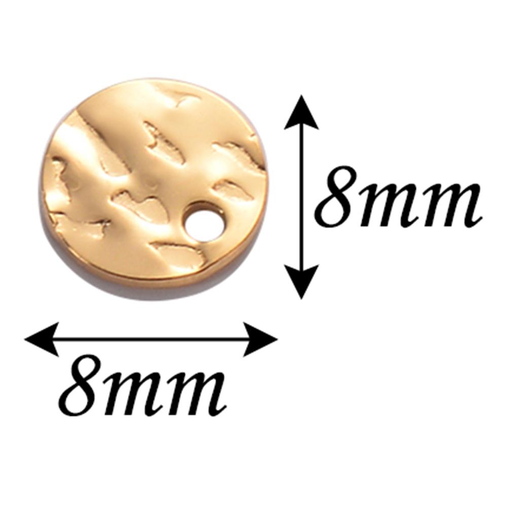 20 Stück/Los 8mm/10mm Goldfarbe Runde Textur Anhänger Edelstahl Anhänger Runde Leere Münzperlen für DIY Halskette Armband Herstellung