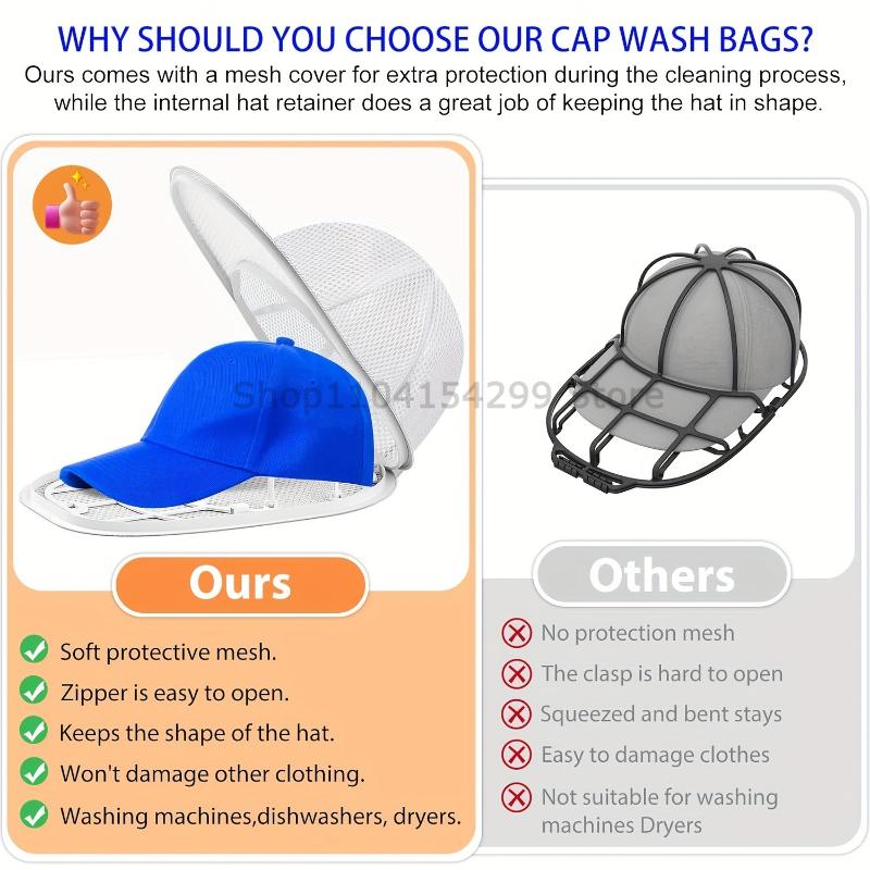 Washable Laundry Bag Washing Machine Hat Washing Protector Hat Cleaning Machine Anti-Deformation Secure Hat Storage Solution