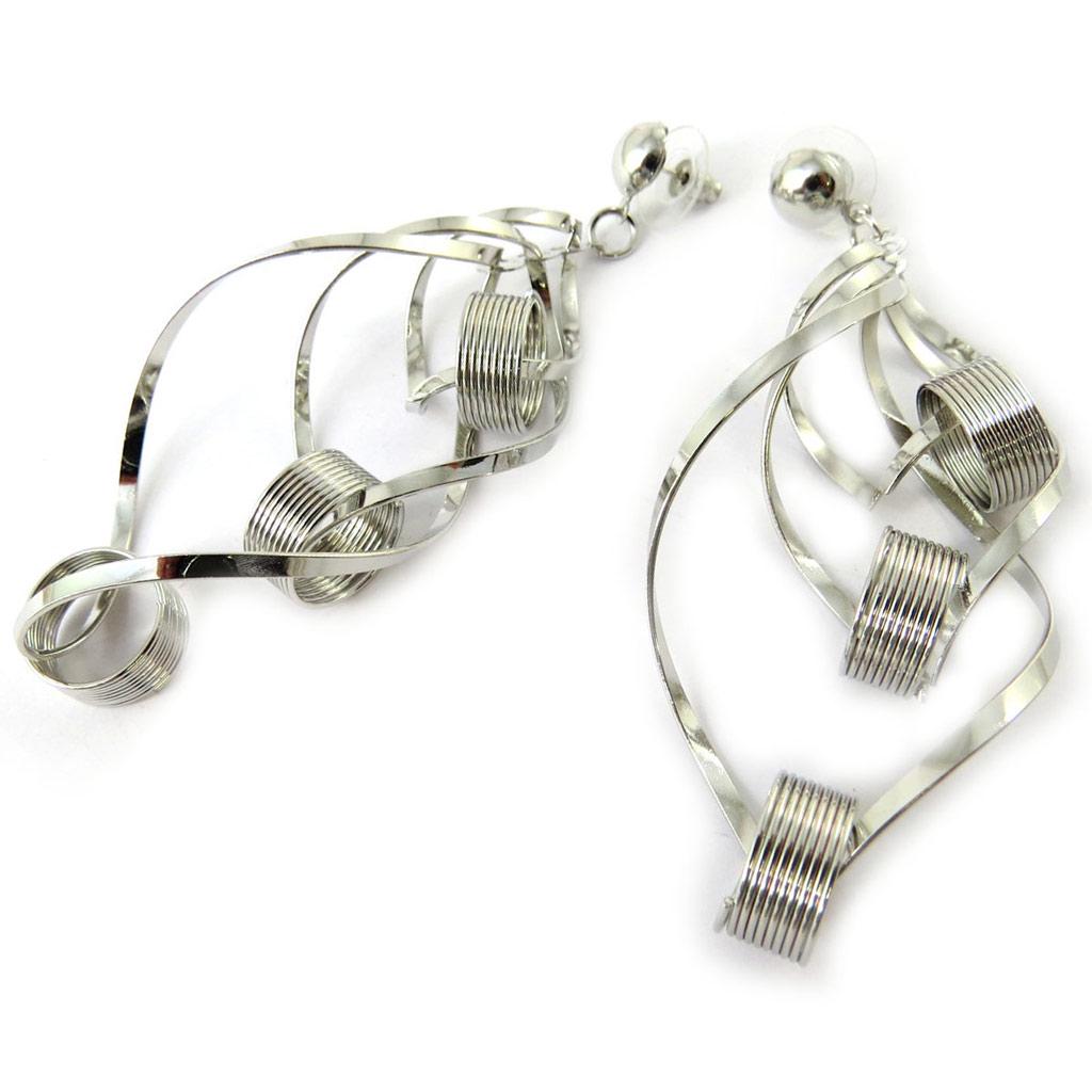 Les Trésors De Lily [N8328] - Boucles Créateur 'Chorégraphie' argenté (géométriques)