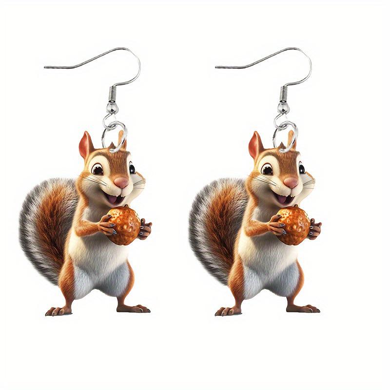 Acrylic Squirrel & Acorn Earrings: Perfect for Christmas or Daily Wear for Women