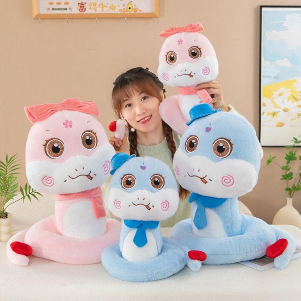 Big Eyes Snake Year Plush Toy Hat Lucky Snake Doll Keychain  New Year Gifts