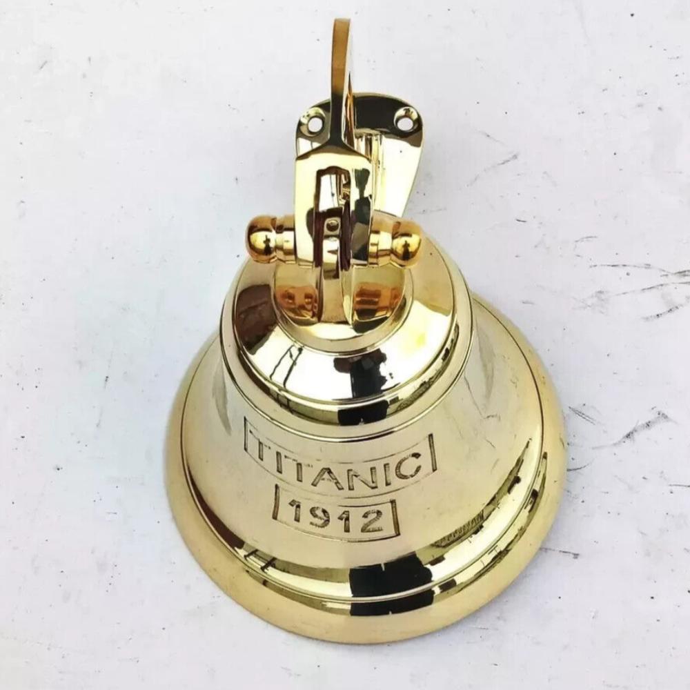6" Full Brass Titanic Bell with Bracket and Rope for Ringing