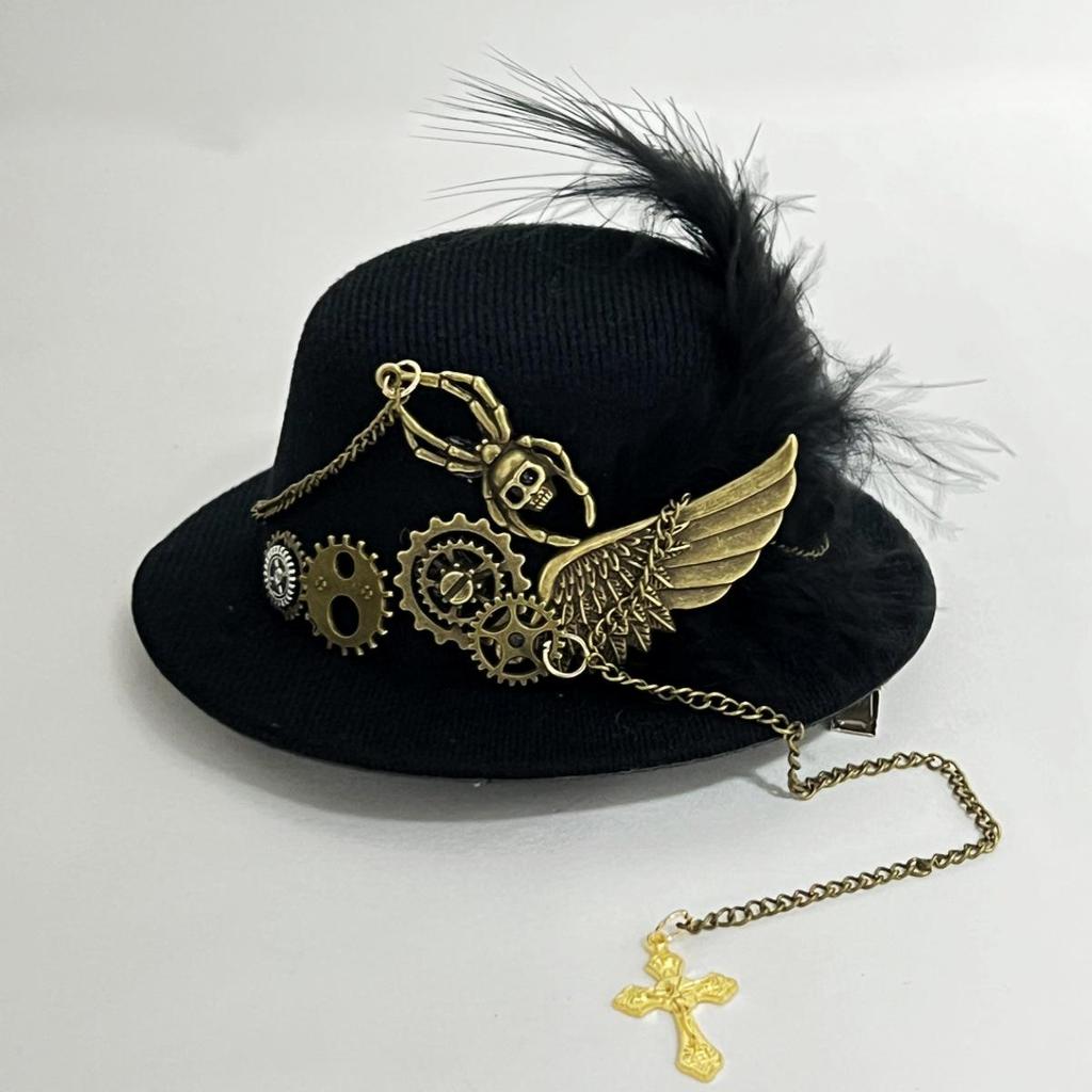 Pinza para el pelo con sombrero de copa de engranaje Steampunk