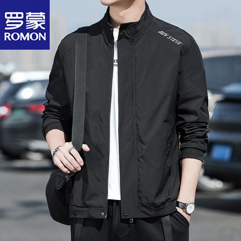 ROMON Men's Stand-Collar Business Casual Loose Fit Jacket