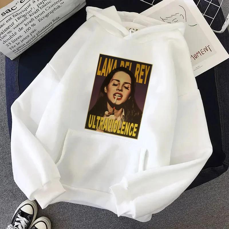 Lana Del Rey Ästhetik Grunge Lustig Y2K Hoodie Damen Harajuku Streetwear Sweatshirt Pullover Winter Warm Lässig Kapuzenpullover Weiblich