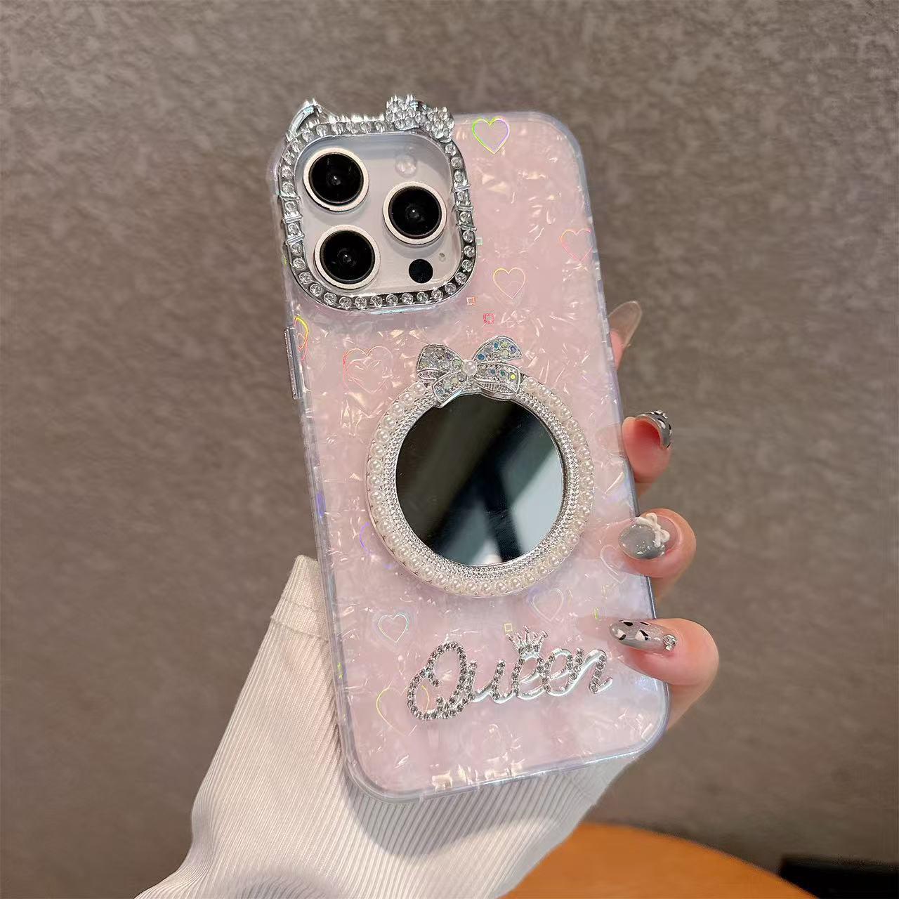 

Cat Ear Heart Shell Design iPhone 17 Pro Max Case for Apple 16/15/11 Mirror 12 15 Pro Max