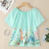 ZANZEA Women Casual Round Neck Floral Print Summer Short Sleeve Blouse