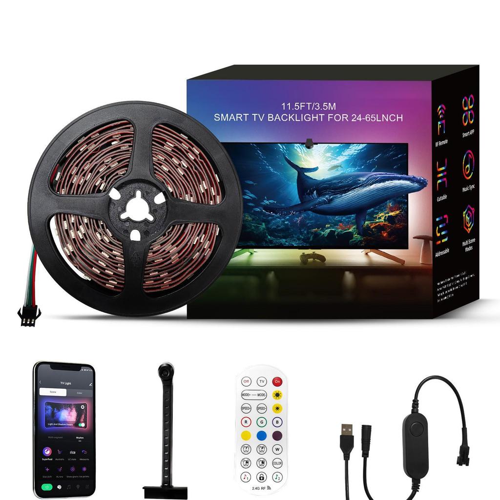 Streamer's RGB Sync Light Strip: Ambient Neon Effects for Gaming Monitors with Music Rhythm