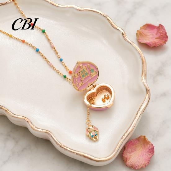 Heart Box Necklace Openable Charm Necklace, Pendant with Mini Figurine, Romantic Jewelry Women Tiny Locket Gift for Wife Girlfriend Anniversary