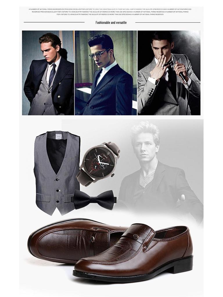 2025 Men's Casual British Leather Slip-On Round Toe Shoes - Korean Style for Spring/Autumn