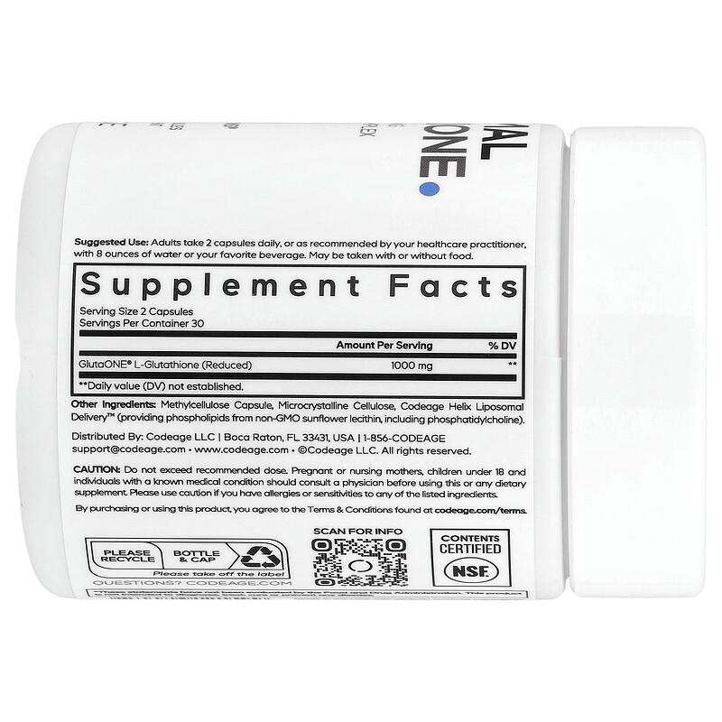 Liposomal Glutathione, 60 Vegetable Capsules (500 mg per Capsule)