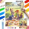 Digital Oil Painting Art Kit Picnic Rabbit Fox Handmade Coloring Painting Home Decor