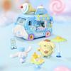 Blocos de Construção Série Sanrio Hello Kitty Pochacco Carro de Hambúrguer Pom Pom Purin Cinnamoroll Carro de Sobremesa Modelo Blocos Brinquedos para Crianças Presentes