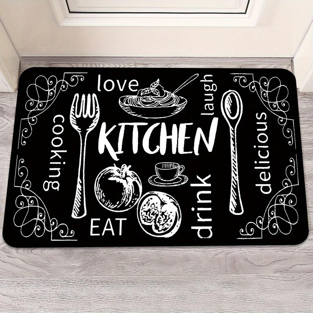 Blackboard Theme Kitchen Carpet Mat Rug Floor Runner Home Decoration Living Room Dining Room Entrance Indoor Non Slip Design