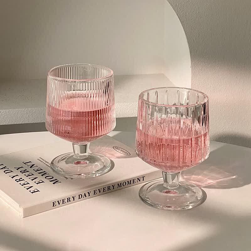Vertical Striped Short Stem Glass