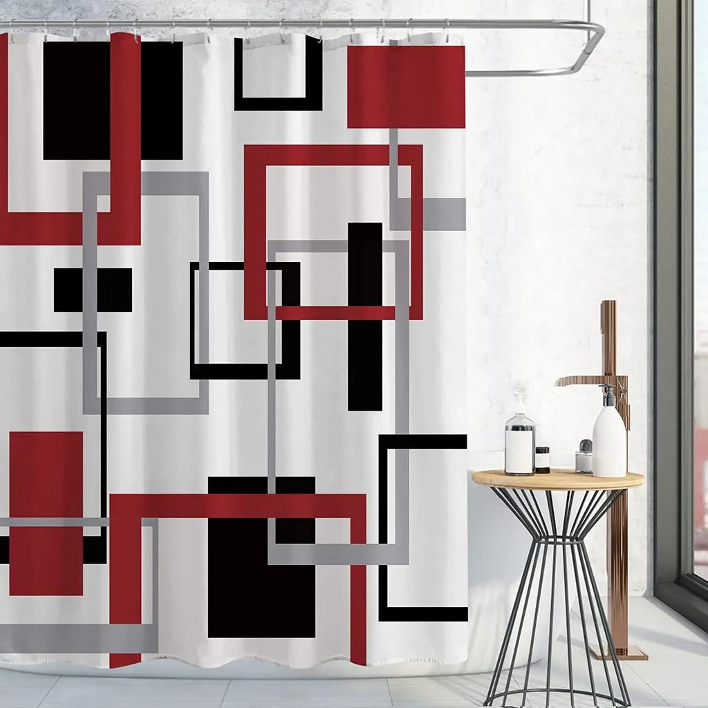 Black And White Shower Curtains Black Grey Geometric Abstract Mid Century Modern Minimalist Fabric Curtain For Bathroom Decor