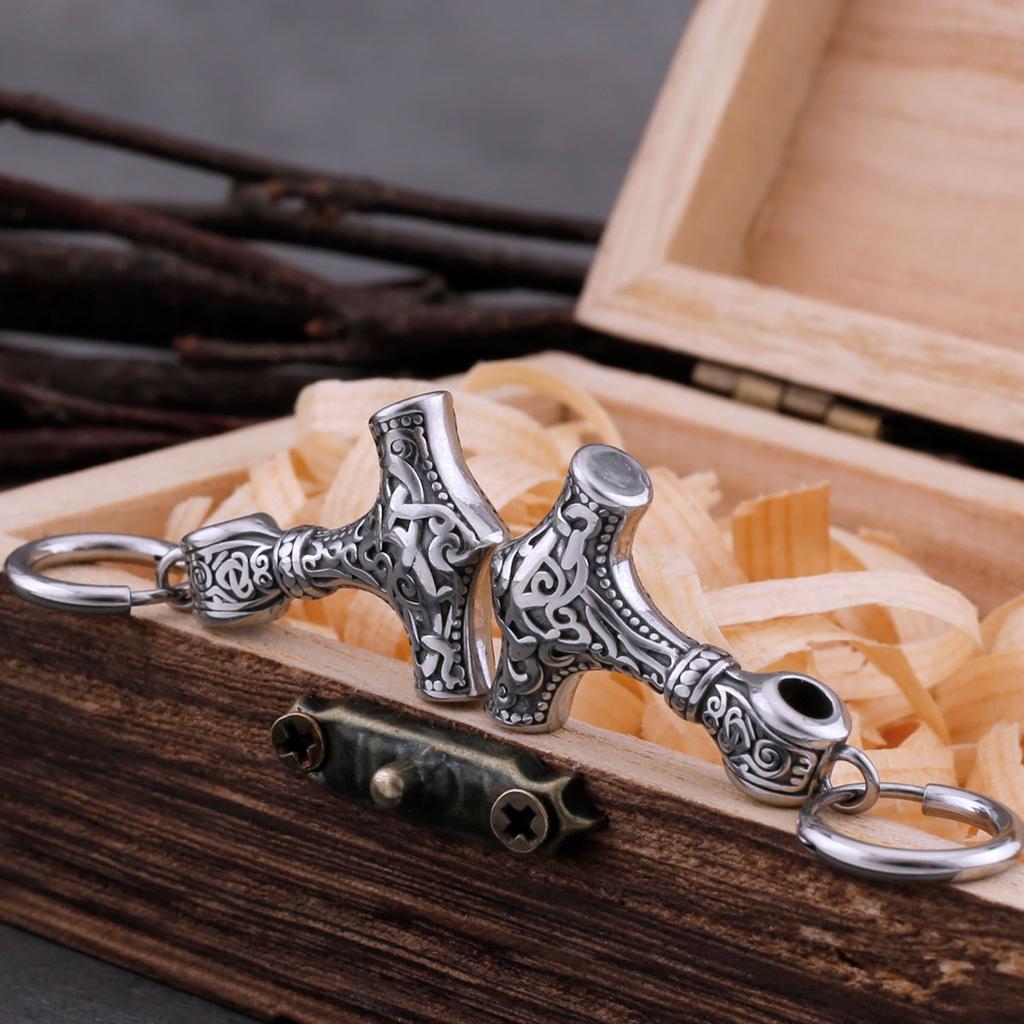 Fashion Vikings Thor's Hammer Earrings Stainless Steel Men's Nordic Celtic Hip Hop Amulet Accessory Vintage Anchor Jewelry Gift