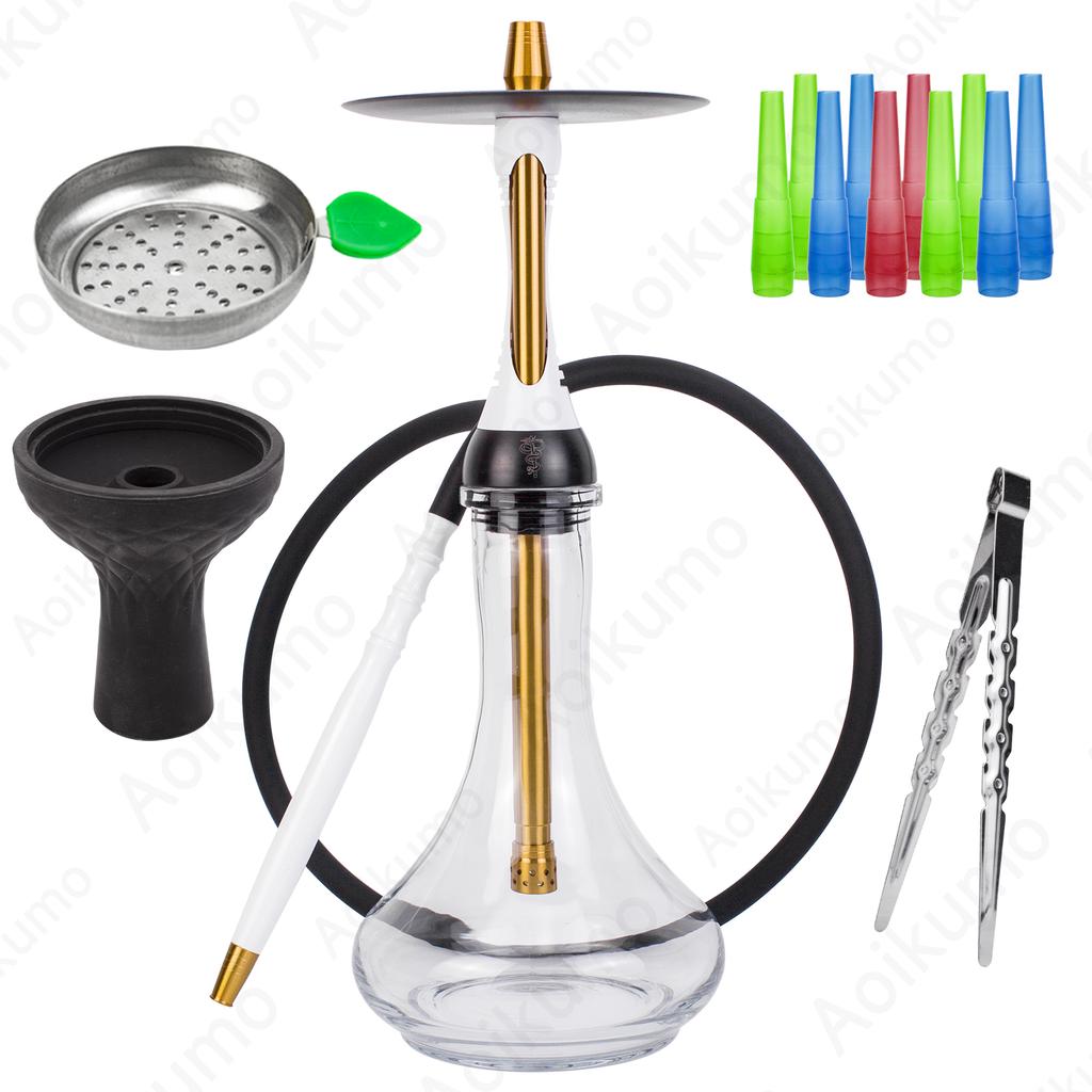 Alpahs Hookah Model S Stoving Paint Shisha with Glass Base Shisha Bowl Charcoal Holder Disposable Mouthpiece Hookah Accessorie