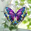 Purple Butterfly Heart-Shaped Painted Style Sunlight Catcher, Ideal Gift for Butterfly and Art Lovers, Valentine's Day Gift, Nurseries, Vintage Home D