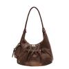 Retro Chic Pu Folded Shoulder Bag For Daily Use With Zipper Pocket