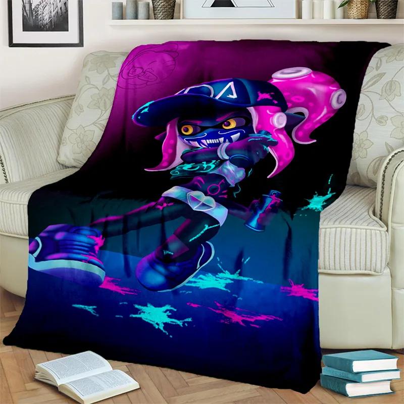 Cartoon PC Gamer 3D Games Splatoon Blanket,Soft Throw Blanket for Home Bedroom Bed Sofa Picnic Travel Office Cover Blanket Kids