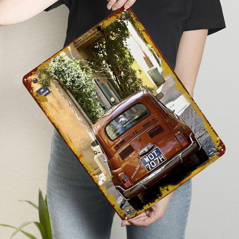

Vintage Fiat 500 Metal Signs Car Poster Decoration Bedroom Custom Tinplate Sign for Wall Art Decoration Decorations for Home 7.9x11.8In(20x30cm)