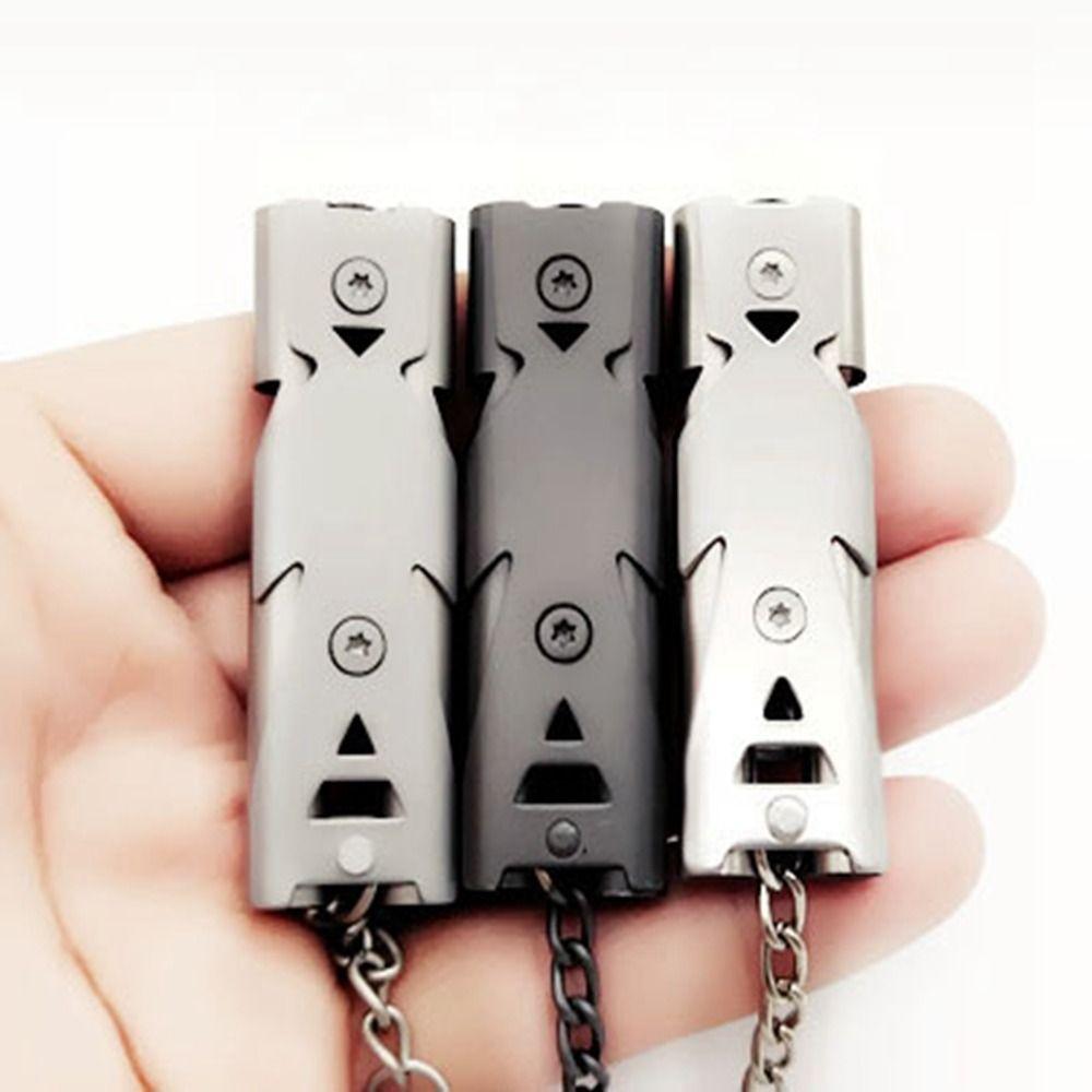 

Stainless Steel High Decibel Whistle 6 Colors Double Pipe Whistle Outdoor Tool