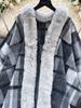 Autumn Winter Vintage Outerwear with Fur Collar Knitted Cardigan Tops for Women Loose Elegant Plaid Shawl Cloak Coat L66