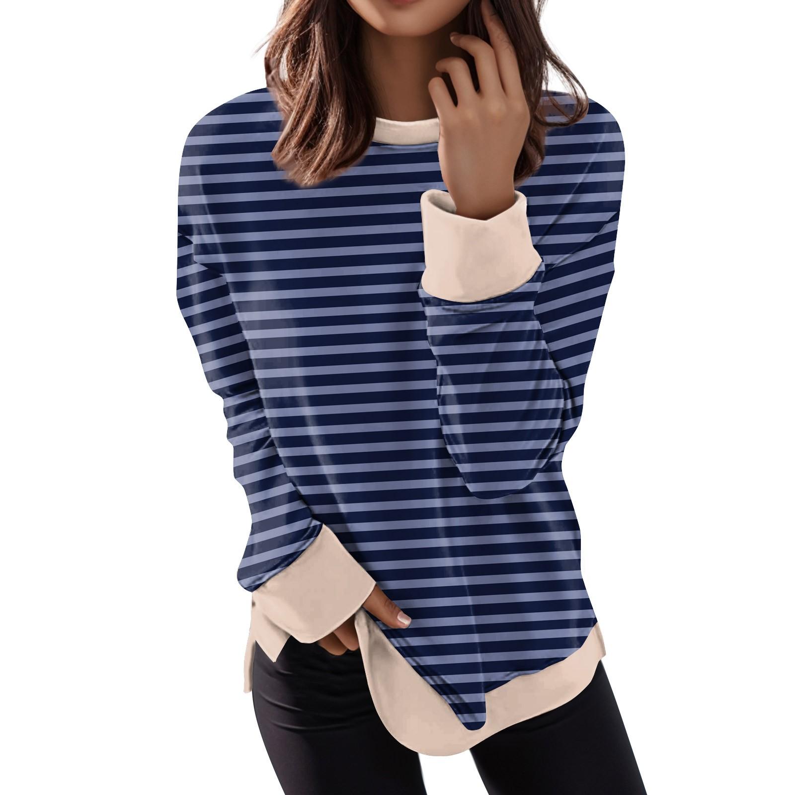 Женский повседневный модный пуловер с длинным рукавом и круглым вырезом с принтом M — фото 10