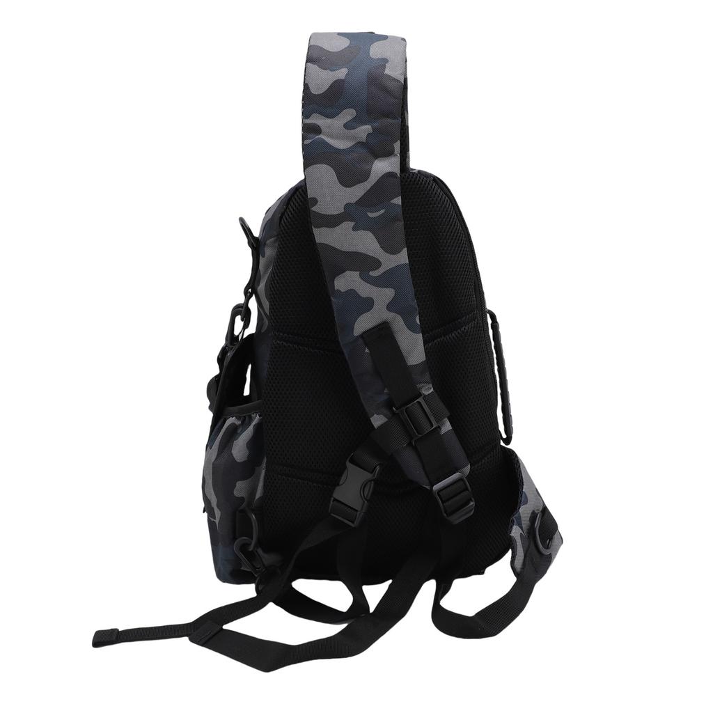 Fishing Sling Bag with Rod Holder Nylon Rainproof Lightweight Fishing Tackle Storage Backpack for Outdoor Fishing Gears