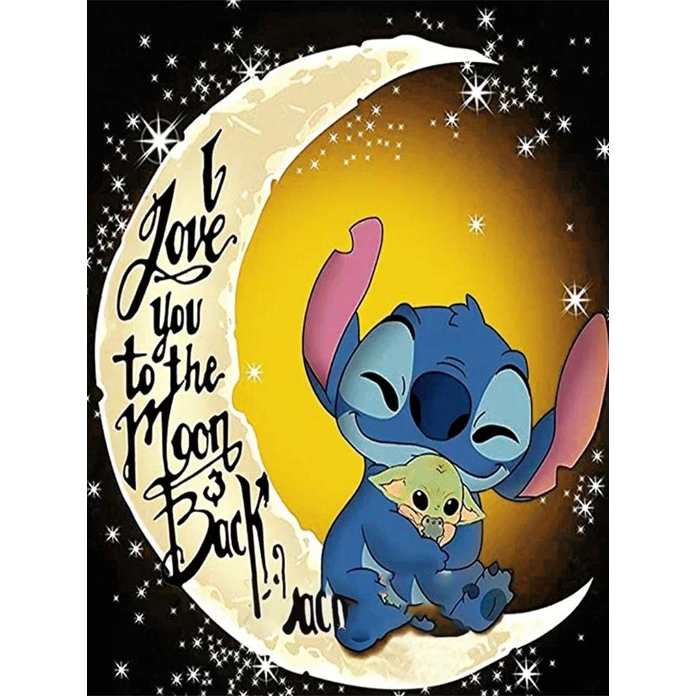 

Disney Diamond Painting Stitch Yoda Healing Moon Illustration Mosaic Embroidery Diamond Painting Cross stitch Home Decoration 5D DIY Round 20x30cm