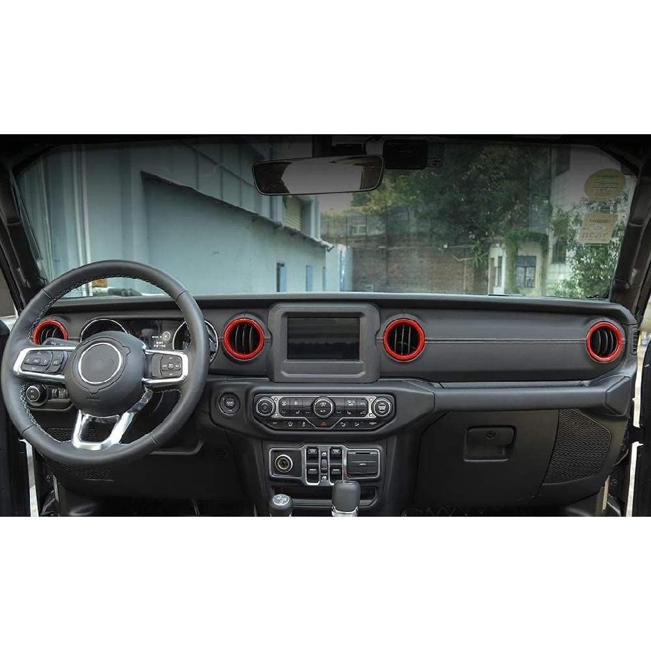JeCar Kırmızı İç Gösterge Paneli Klima Havalandırma Izgarası Kaplama Kapağı 2018-2023 Jeep Wrangler JL JLU Gladiator JT İç Aksesuarları İçin (4 adet)