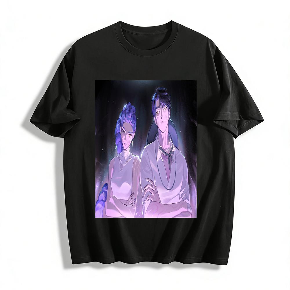 

Valorant Night Shadow Siblings Themed Printed Top Trendy Game IP Co branded Casual Loose Short Sleeve T Shirt Pure cotton T-shirt XXS