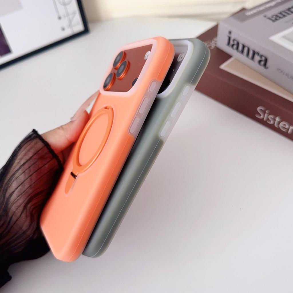 Compatibile con Apple iPhone 17 Pro Max Custodia con Cerniera in Silicone Liquido & iPhone 16/15 Custodia con Supporto Magnetico Dopamina
