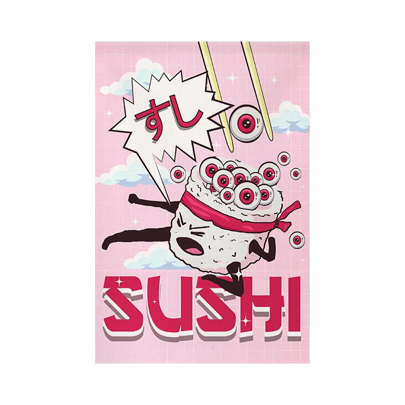 Japanese-style Short Half Curtain Ramen Kitchen Door Partition Sushi Restaurant Decor Curtain No-Drill Kitchen Window Screen