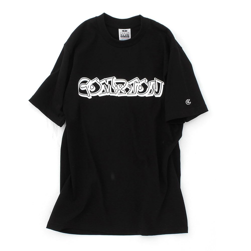 [Compton] T-shirt Pro Club Homme Manches Courtes Poids Lourd 6.5oz Modèle USA Logo Graffiti Throw-Up Noir (NOIR) Taille S comxpc0021