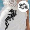 EXCEART Wedding Lace Fabric, Floral Embroidered Patches for Decorative Flower Appliques, DIY Accessories, Black Polyester Thread, 1 Pair