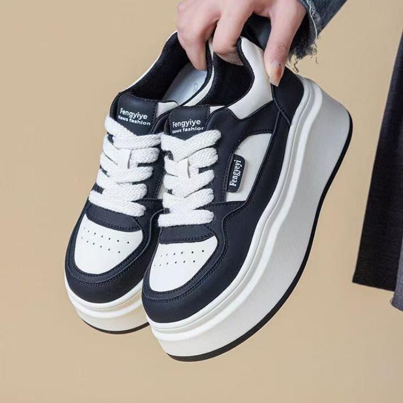 Student color matching platform white shoes women's spring and autumn versatile height increase lightweight casual sports shoes