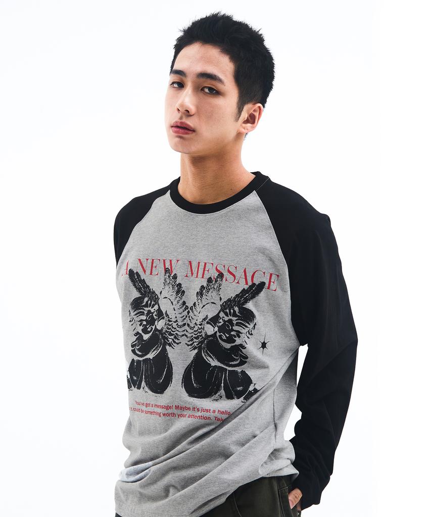 AMES-WORLDWIDE Angel Raglan Longsleeve Tee Gray