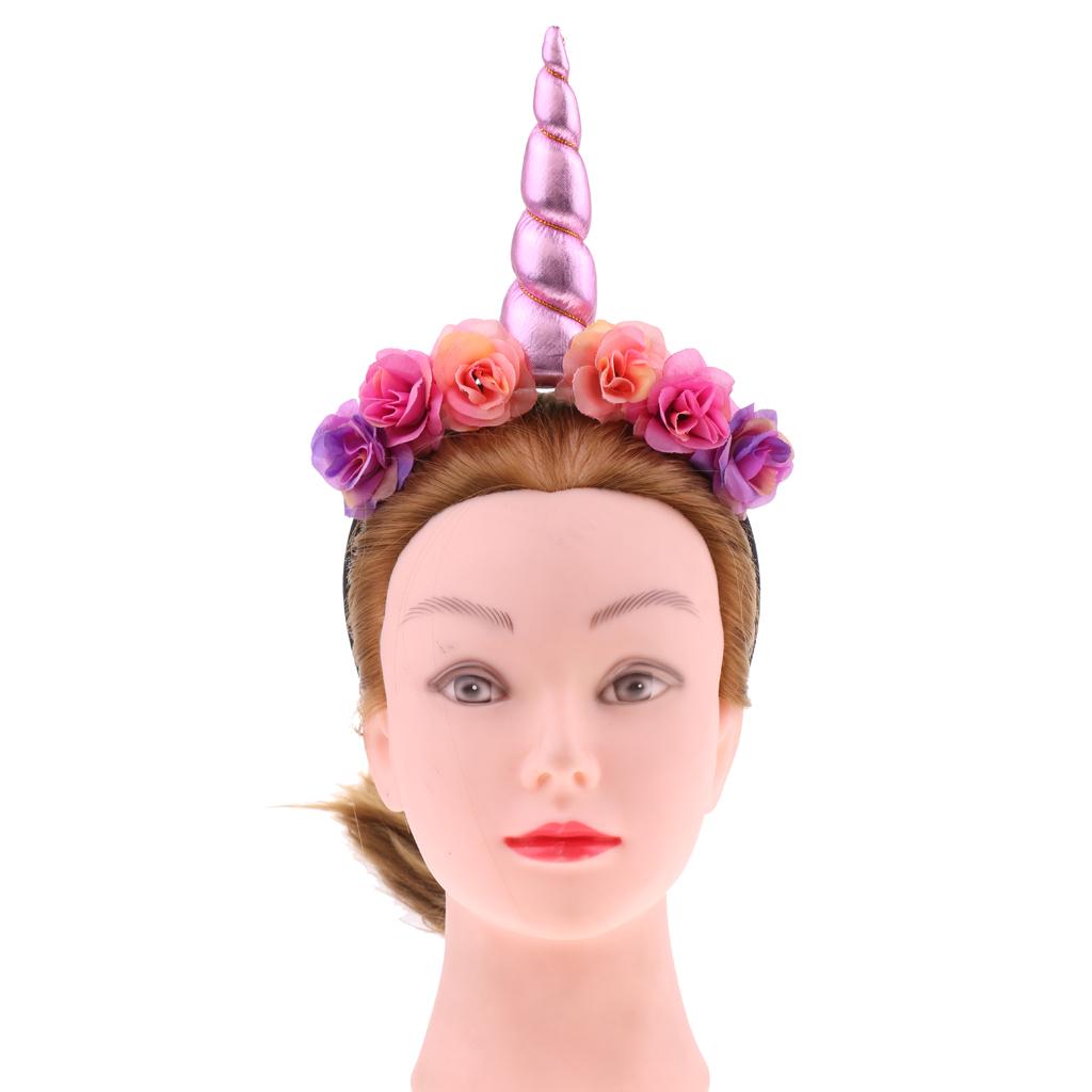 Buy Magical Pink Unicorn Horn Headband Flowers Headpiece Fancy Dress