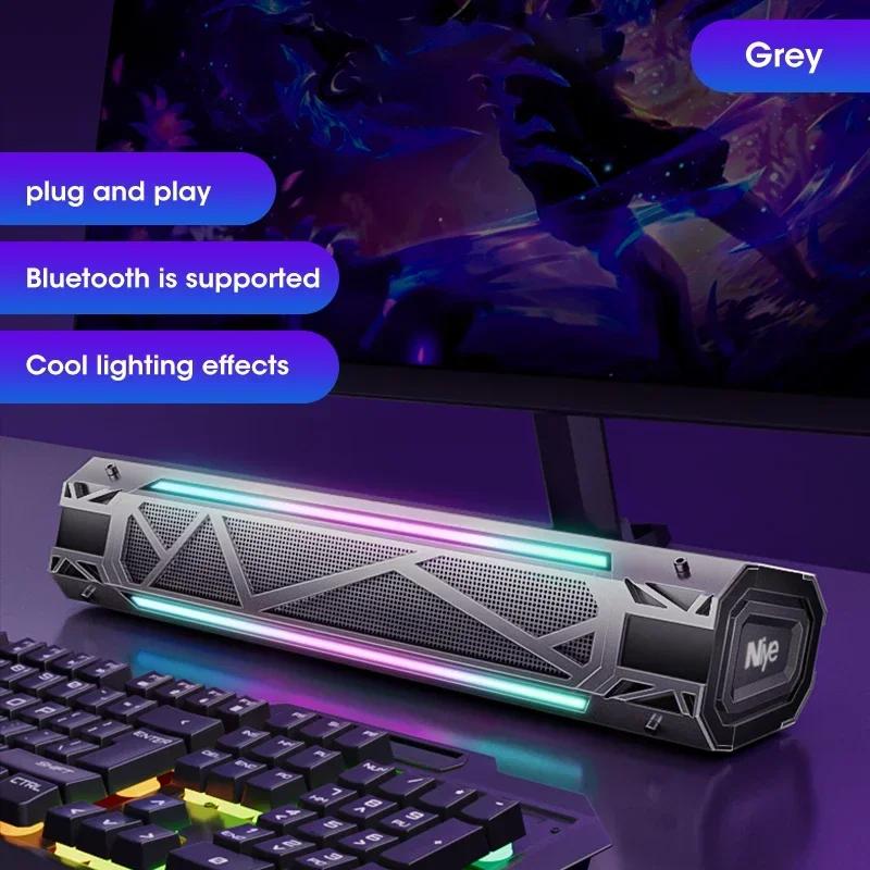 

RGB компьютерная колонка с сабвуфером, USB/проводная и Bluetooth 5.3 4D 360° объемный звук для домашней ПК аудиосистемы, оригинал Niye серый