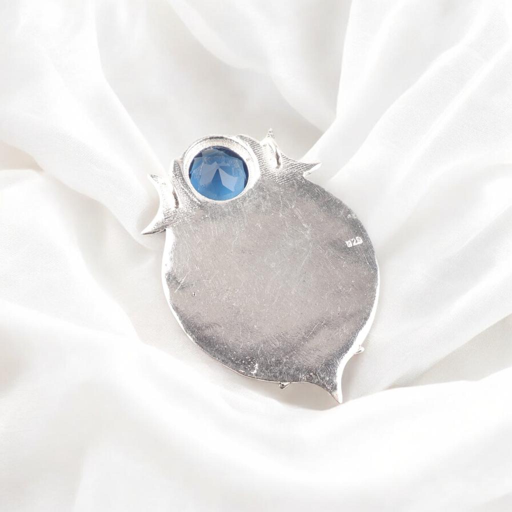 Natural London Blue Topaz Gemstone 925 Sterling Silver Jewelry  Pendant 1.63" CP-22-14