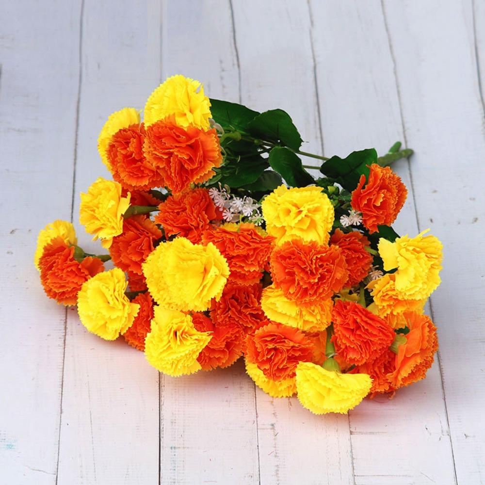 New 12 Heads Artificial Flowers Silk 6 Colors Small Carnation Wedding Arch Decor Carnation