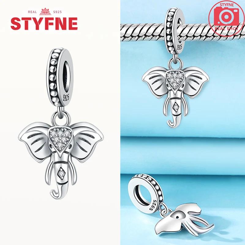 Copperbig Lucky Elephant Charms Colored Zircon Beads Fit Original Diy Bracelet Dangle For Women Fine Jewelry Gifts Making