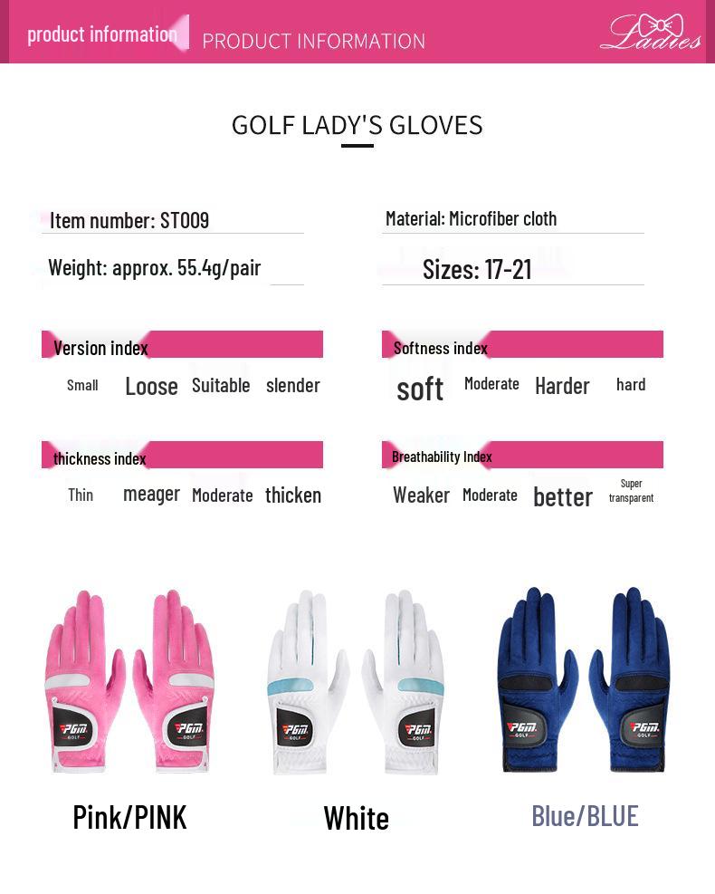 PGM Women's Fingerless Golf Gloves - Microfiber, Non-slip, Wear-resistant
