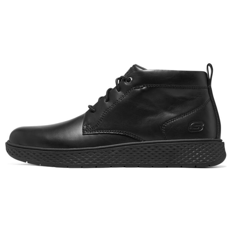 Skechers Burkett Leather Comfortable Casual Men sneaker Black 204893-BLK 41.5